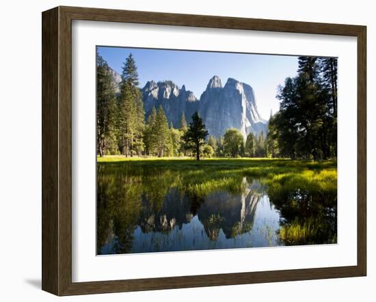 A Calm Reflection of the Cathedral Spires in Yosemite Valley in Yosemite, California-Sergio Ballivian-Framed Photographic Print