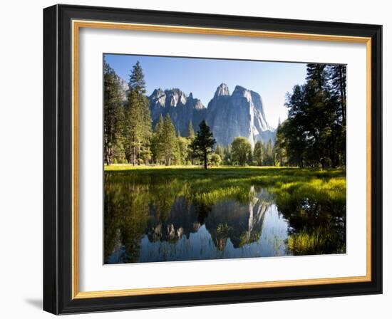 A Calm Reflection of the Cathedral Spires in Yosemite Valley in Yosemite, California-Sergio Ballivian-Framed Photographic Print