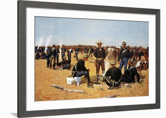 A Calvaryman's Breakfast On The Plains-Frederic Sackrider Remington-Framed Art Print