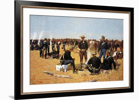 A Calvaryman's Breakfast On The Plains-Frederic Sackrider Remington-Framed Art Print