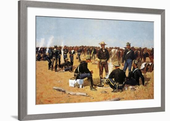 A Calvaryman's Breakfast On The Plains-Frederic Sackrider Remington-Framed Art Print