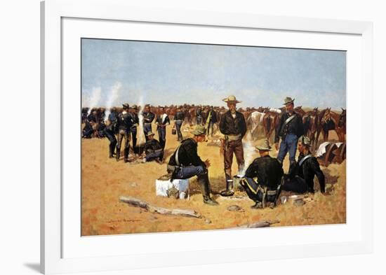 A Calvaryman's Breakfast On The Plains-Frederic Sackrider Remington-Framed Art Print