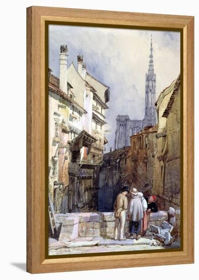 A Canal at Strasbourg-William Clarkson Stanfield-Framed Premier Image Canvas