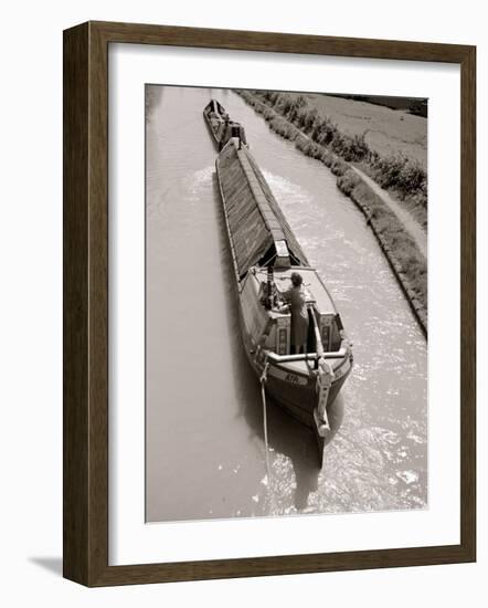 A Canal Boat Transporting Cargo Along the The Narrow Waterway Near Kings Langley, Hertfordshire-null-Framed Photographic Print