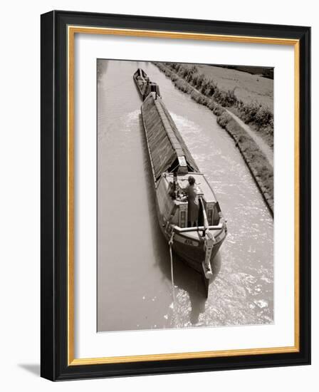 A Canal Boat Transporting Cargo Along the The Narrow Waterway Near Kings Langley, Hertfordshire-null-Framed Photographic Print