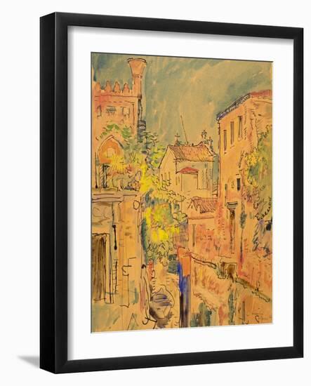 A Canal in Venice, 1922 (W/C, Ink and Pencil on Paper)-George Leslie Hunter-Framed Giclee Print