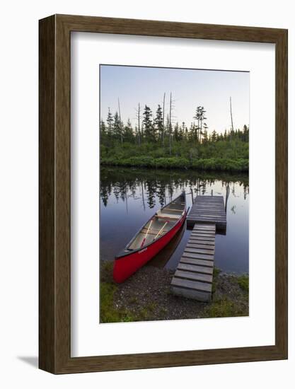 A Canoe Dock on the Cold Stream in the Northern Forests, Maine-Jerry & Marcy Monkman-Framed Photographic Print