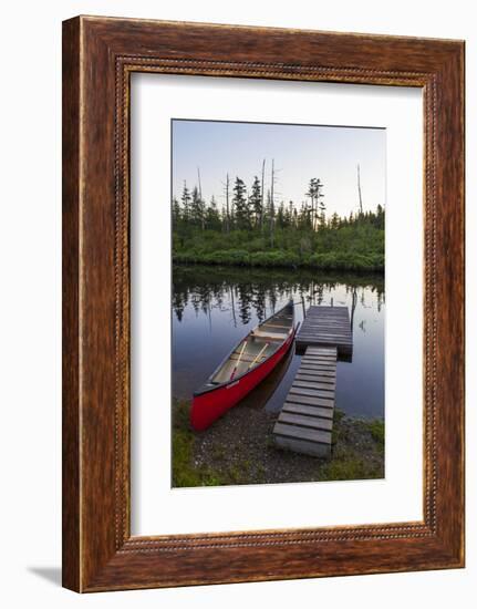 A Canoe Dock on the Cold Stream in the Northern Forests, Maine-Jerry & Marcy Monkman-Framed Photographic Print