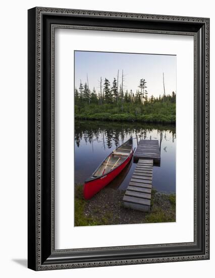 A Canoe Dock on the Cold Stream in the Northern Forests, Maine-Jerry & Marcy Monkman-Framed Photographic Print