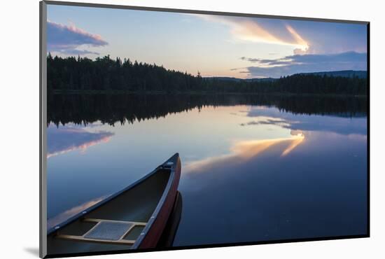 A Canoe on Little Berry Pond in Maine's Northern Forest. Sunset-Jerry & Marcy Monkman-Mounted Photographic Print