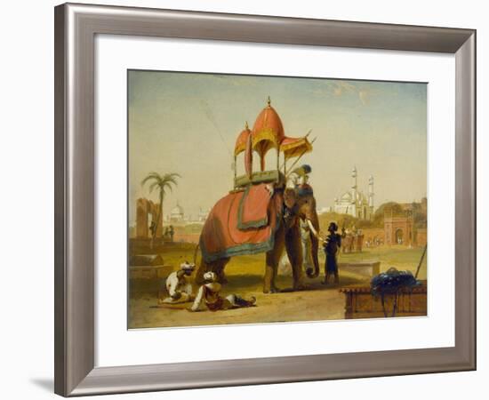 A Caparisoned Elephant - Scene Near Delhi (A Scene in the East Indies), 1832-William Daniell-Framed Giclee Print