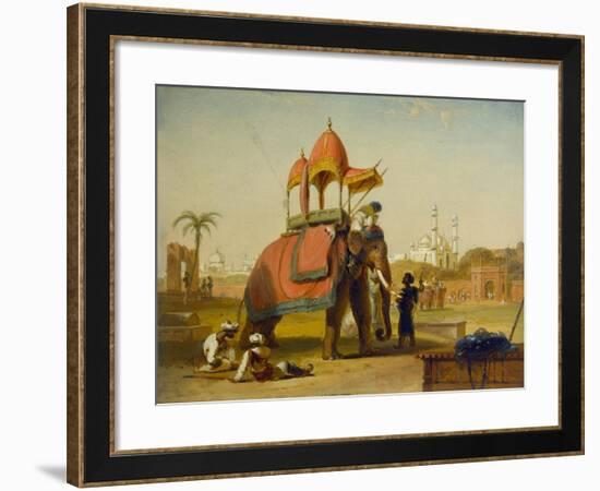 A Caparisoned Elephant - Scene Near Delhi (A Scene in the East Indies), 1832-William Daniell-Framed Giclee Print
