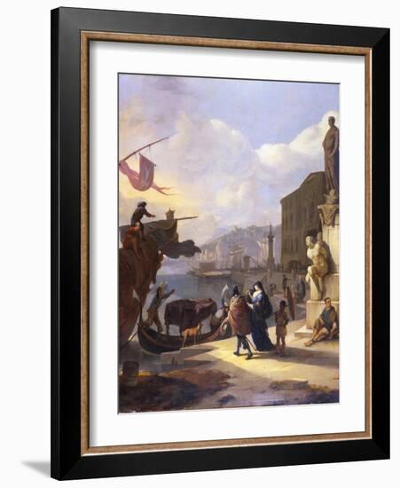 A Capriccio of a Mediterranean Port-Johannes Lingelbach-Framed Giclee Print