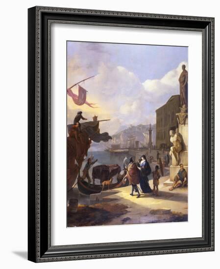 A Capriccio of a Mediterranean Port-Johannes Lingelbach-Framed Giclee Print