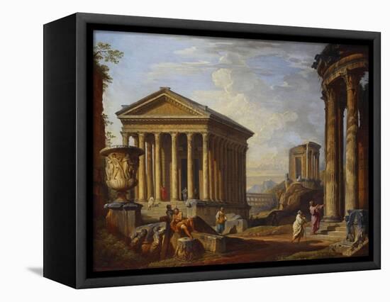 A Capriccio of Classical Ruins with the Maison Caree at Nimes, the Temple of the Sybil at Tivoli,…-Giovanni Paolo Panini-Framed Premier Image Canvas