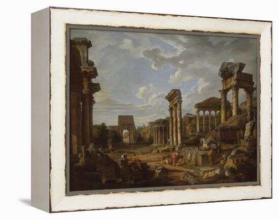 A Capriccio of the Roman Forum, 1741-Giovanni Paolo Pannini or Panini-Framed Premier Image Canvas