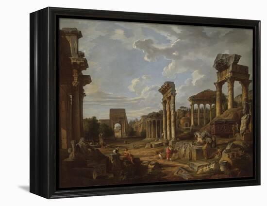 A Capriccio of the Roman Forum, 1741-Giovanni Paolo Pannini or Panini-Framed Premier Image Canvas