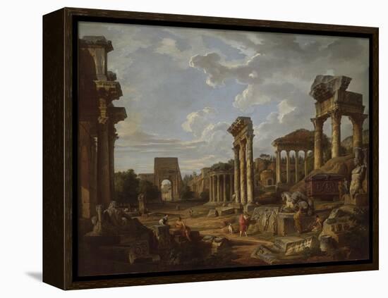 A Capriccio of the Roman Forum, 1741-Giovanni Paolo Pannini or Panini-Framed Premier Image Canvas