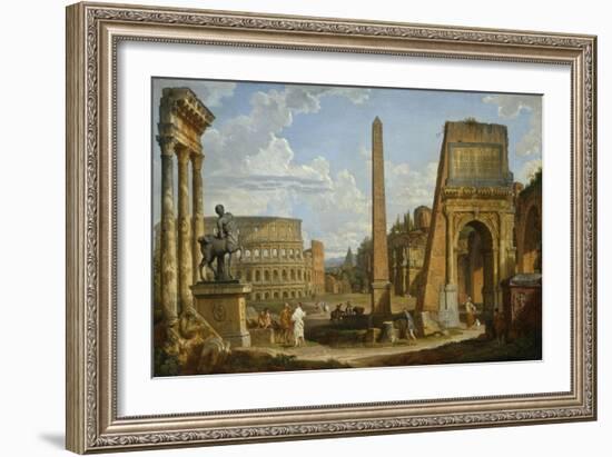 A Capriccio View of Roman Ruins, 1737-Giovanni Paolo Pannini-Framed Giclee Print