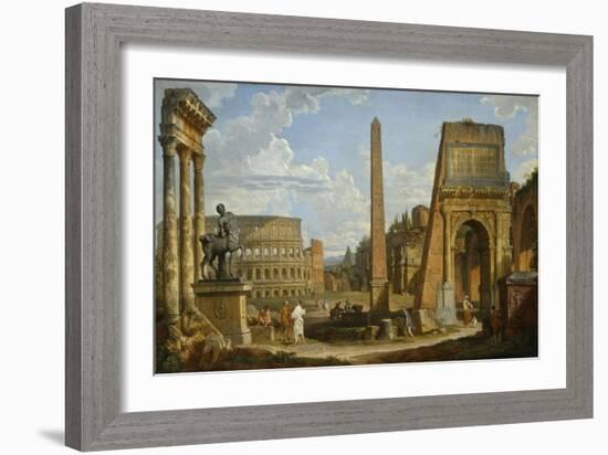 A Capriccio View of Roman Ruins, 1737-Giovanni Paolo Pannini-Framed Giclee Print