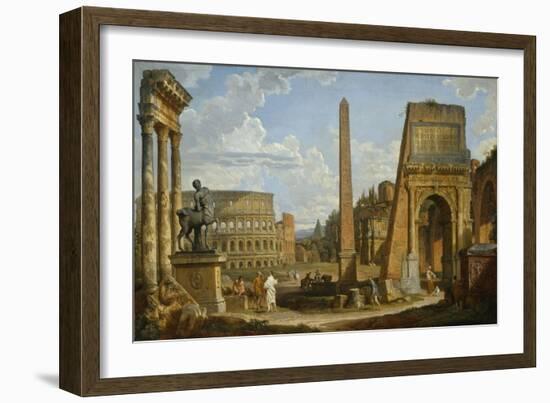 A Capriccio View of Roman Ruins, 1737-Giovanni Paolo Pannini-Framed Giclee Print
