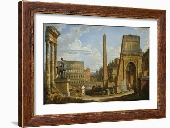 A Capriccio View of Roman Ruins, 1737-Giovanni Paolo Pannini-Framed Giclee Print