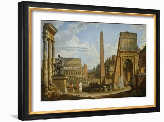 A Capriccio View of Roman Ruins, 1737-Giovanni Paolo Pannini-Framed Giclee Print