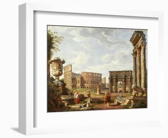 A Capriccio View of Rome, 1743-Giovanni Paolo Pannini-Framed Giclee Print