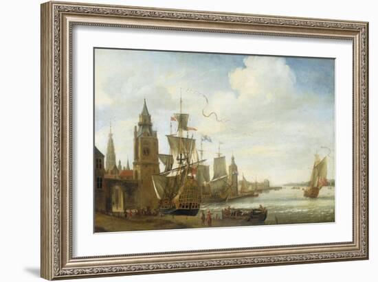 A Capriccio View of the Port of Antwerp-Jan Karel Donatus Van Beecq-Framed Giclee Print