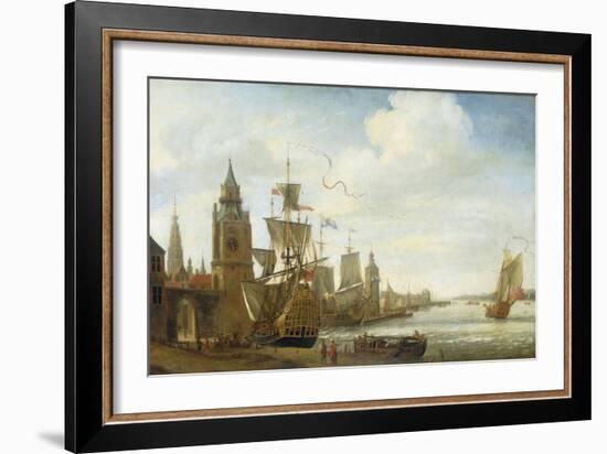 A Capriccio View of the Port of Antwerp-Jan Karel Donatus Van Beecq-Framed Giclee Print