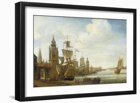 A Capriccio View of the Port of Antwerp-Jan Karel Donatus Van Beecq-Framed Giclee Print