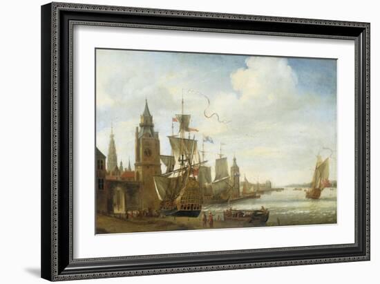 A Capriccio View of the Port of Antwerp-Jan Karel Donatus Van Beecq-Framed Giclee Print