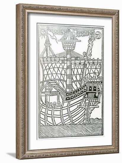 A Caravel from 'La Historia General De Las Indias' 1547-Christopher Columbus-Framed Giclee Print