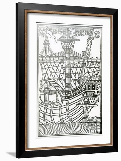 A Caravel from 'La Historia General De Las Indias' 1547-Christopher Columbus-Framed Giclee Print