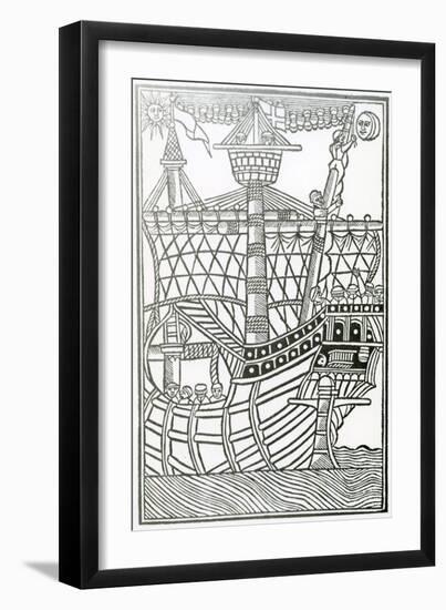 A Caravel from 'La Historia General De Las Indias' 1547-Christopher Columbus-Framed Giclee Print