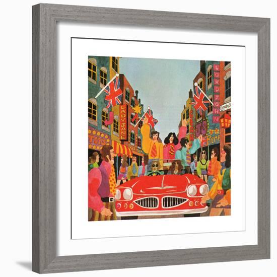 A Carnaby Scene, from 'Carnaby Street' by Tom Salter, 1970-Malcolm English-Framed Giclee Print