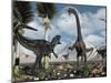 A Carnivorous Allosaurus Confronts a Giant Diplodocus Herbivore During the Jurassic Period on Earth-Stocktrek Images-Mounted Photographic Print