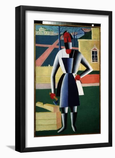 A Carpenter (Oil on Canvas)-Kazimir Severinovich Malevich-Framed Giclee Print