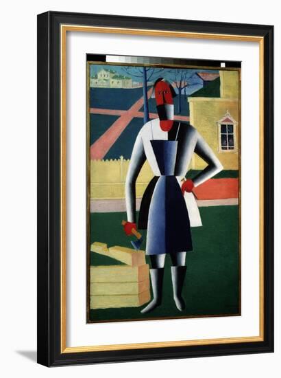 A Carpenter (Oil on Canvas)-Kazimir Severinovich Malevich-Framed Giclee Print