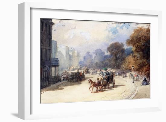 A Carriage at Hyde Park Corner, London, (Pencil, W/C, Bodycolour Heightened with White)-Eugene-Louis Lami-Framed Giclee Print