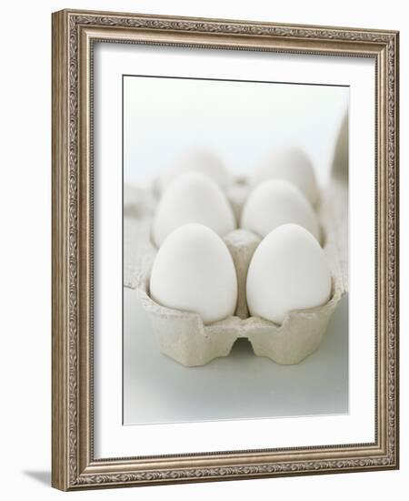 A Carton of Six White Eggs-null-Framed Photographic Print