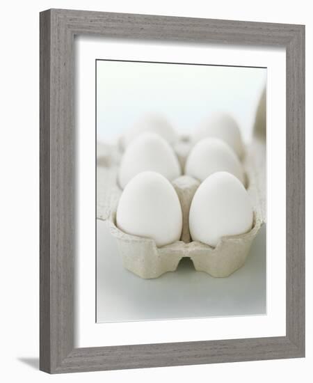 A Carton of Six White Eggs-null-Framed Photographic Print