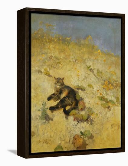 A Cat Basking in the Sun, 1884-Bruno Andreas Liljefors-Framed Premier Image Canvas