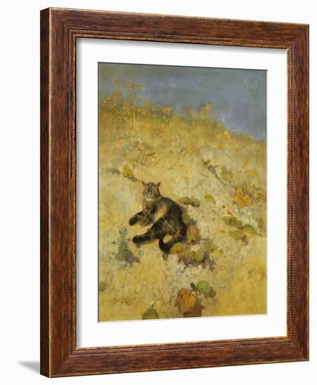 A Cat Basking in the Sun, 1884-Bruno Andreas Liljefors-Framed Giclee Print