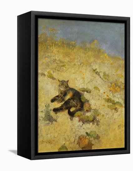 A Cat Basking in the Sun-Bruno Liljefors-Framed Premier Image Canvas