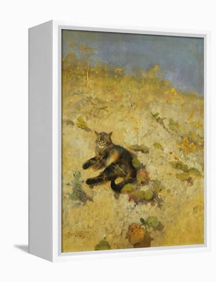 A Cat Basking in the Sun-Bruno Liljefors-Framed Premier Image Canvas