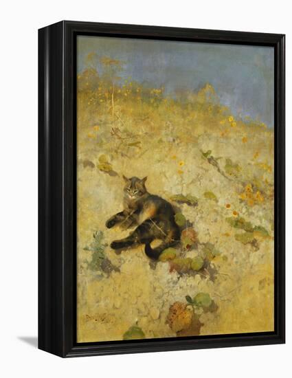 A Cat Basking in the Sun-Bruno Liljefors-Framed Premier Image Canvas