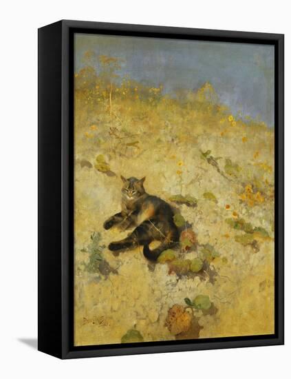 A Cat Basking in the Sun-Bruno Liljefors-Framed Premier Image Canvas