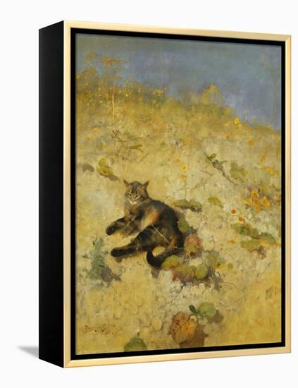 A Cat Basking in the Sun-Bruno Liljefors-Framed Premier Image Canvas