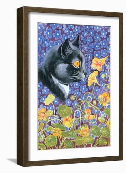 A Cat in a Sea of Flowers-Louis Wain-Framed Giclee Print